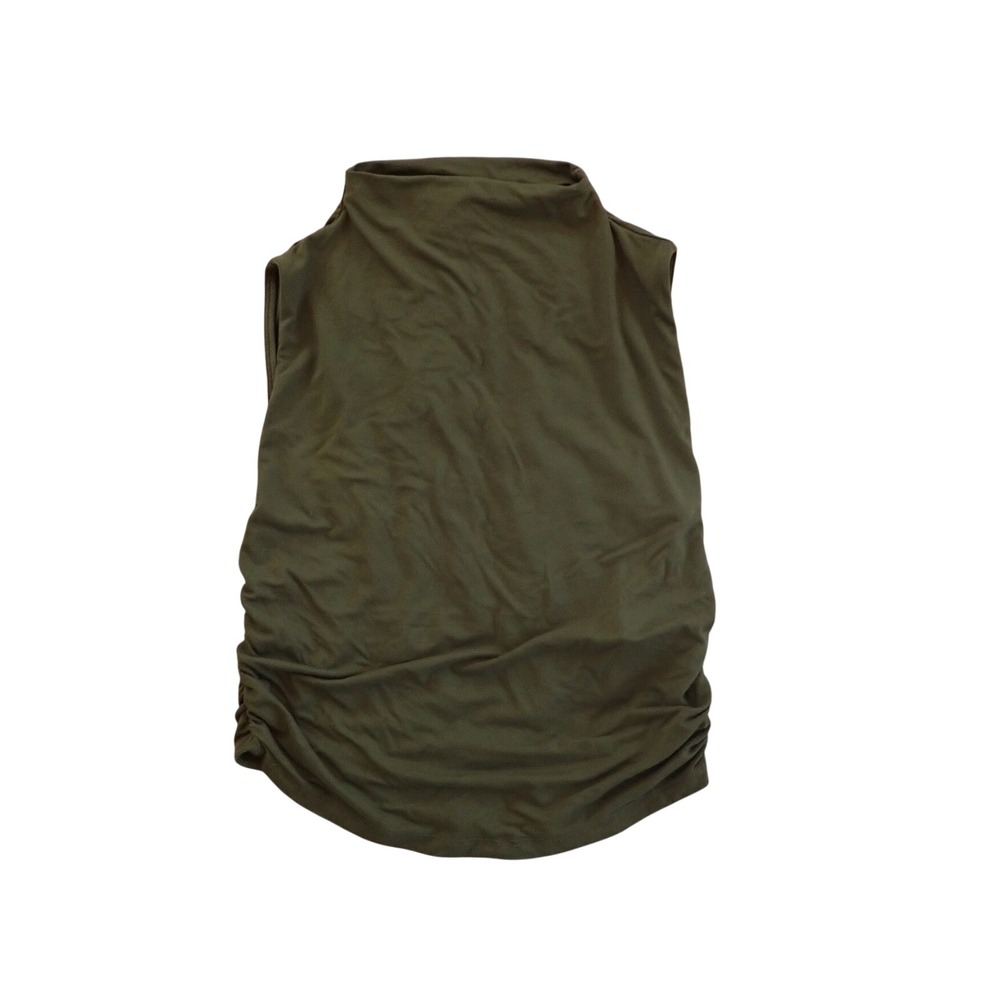 Olive Green Mock Neck Sleeveless Ruched Side Top Size M Old Navy